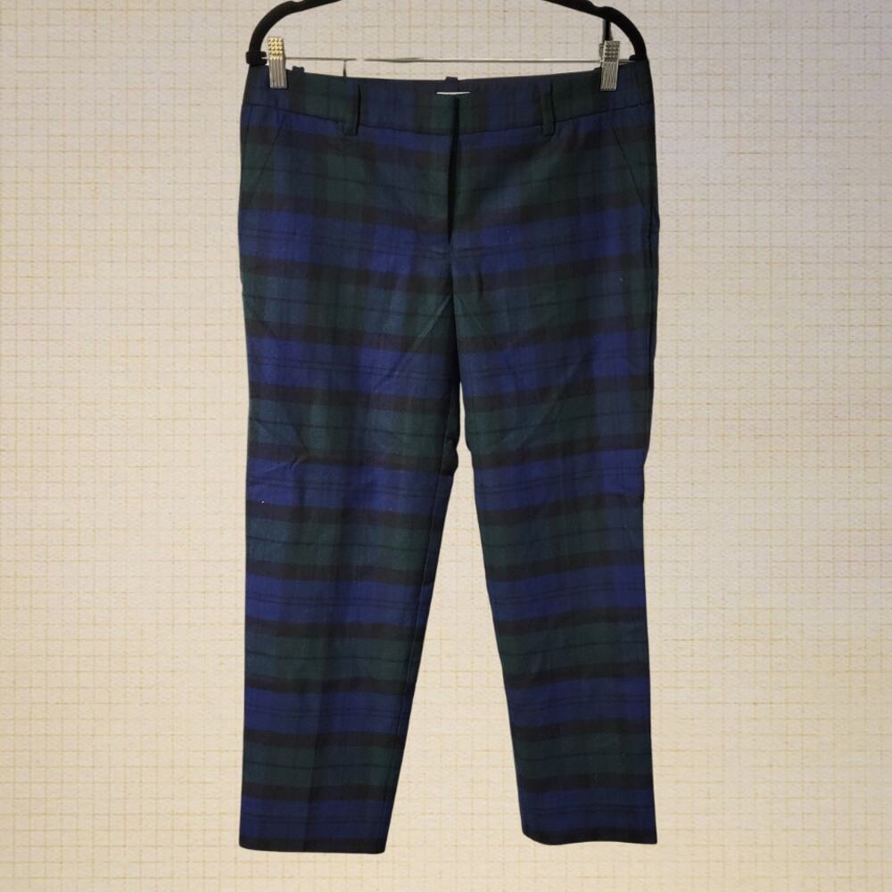 Dark Academia J Crew Plaid Tweed Stretch Slacks Size 8 Flat Front Pants